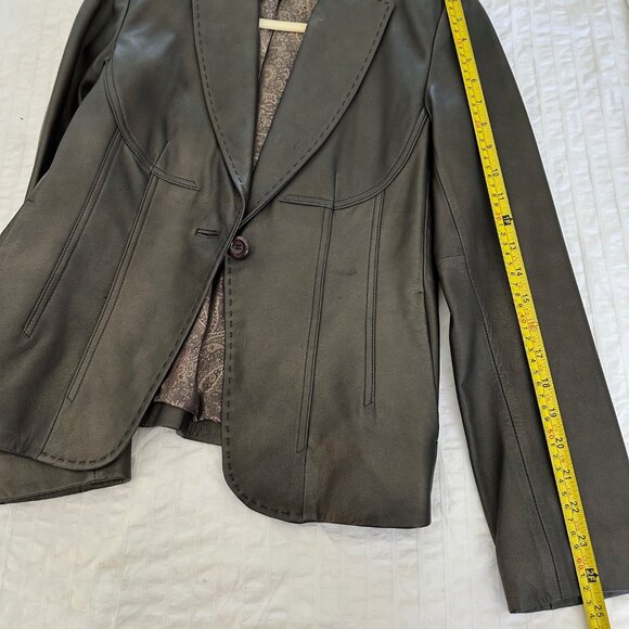 Siena Studio Genuine Leather Jacket Blazer Dark Brown - Size S - Picture 10 of 10